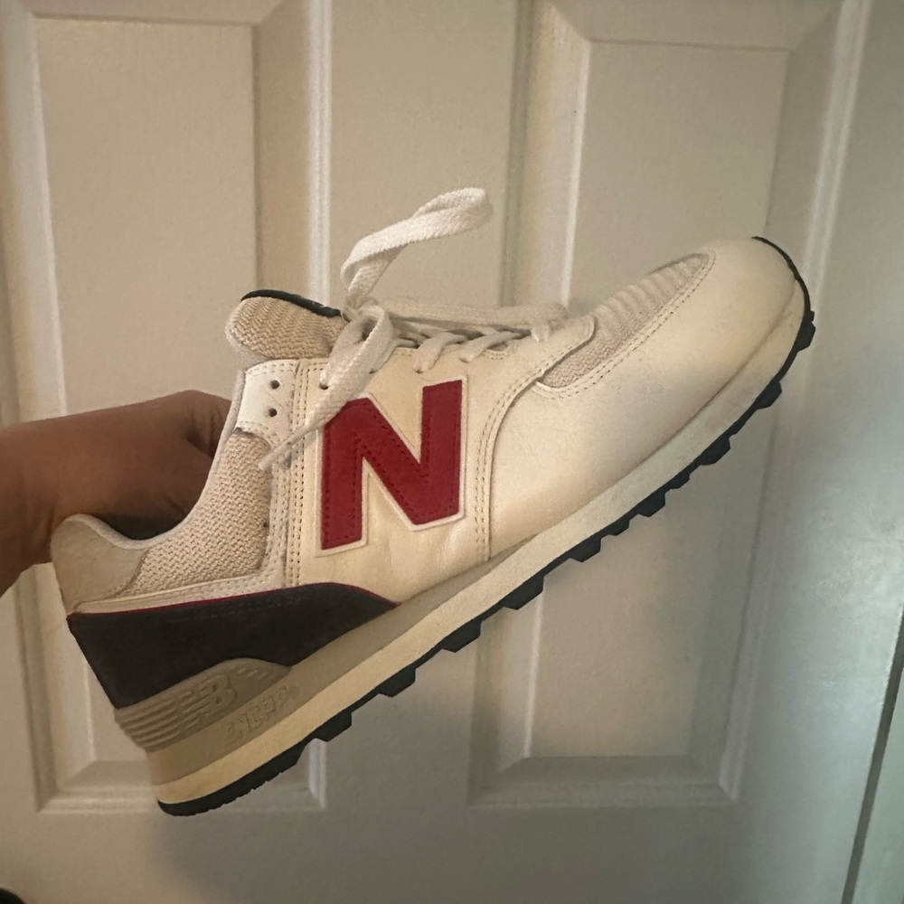 New Balance Cream and Red Sneakers